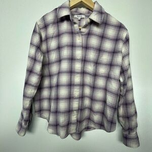 Madewell Flannel Kempton Linbrook Lavender Cream Plaid Button-Up Shirt XSMALL